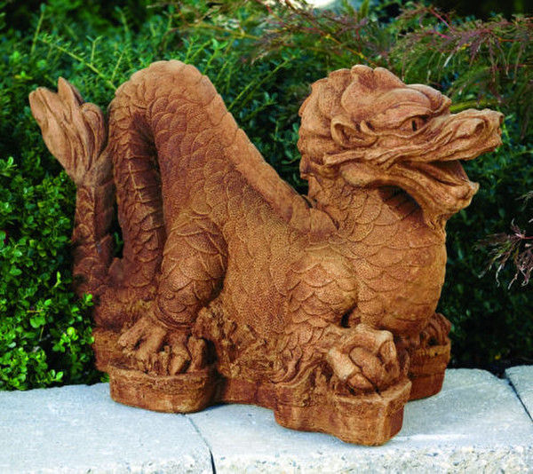 Fire Asian Dragon Sculpture 17" Long